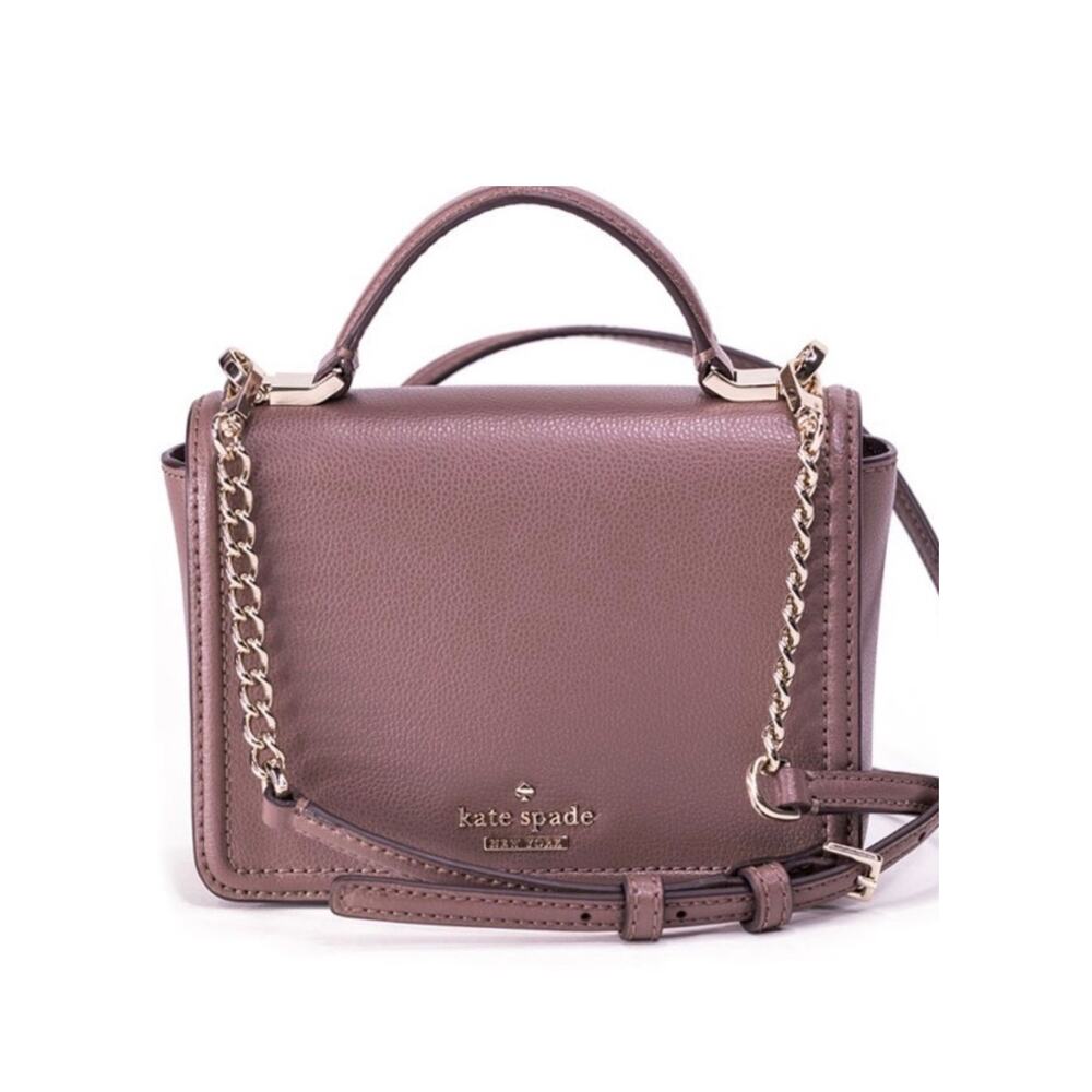 Kate Spade New York Leather Mini Crossbody Top Handle Mauve Small Chain Strap XS - Picture 1 of 12